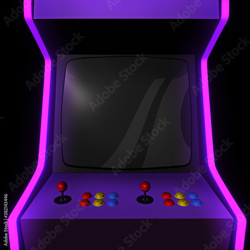 Fotografie Close up to the empty screen of an arcade machine