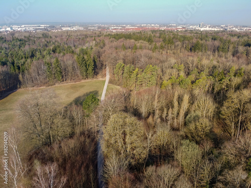 View from above at the creek named Brunnenbach in the south of Augsburg