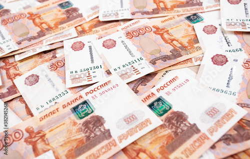 Foto five thousand russian rubles banknotes closeup
