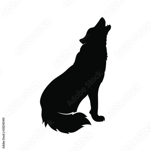 Wolf graphic icon. Wolf sits and howls sign isolated on white background. Vector illustration