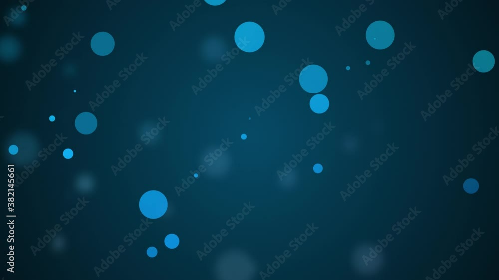 blue motion background, bubbles on dark wallpaper, particles appear and