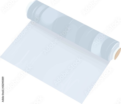 Plastic blue transparent wrap roll illustration element vector isolated on a white background