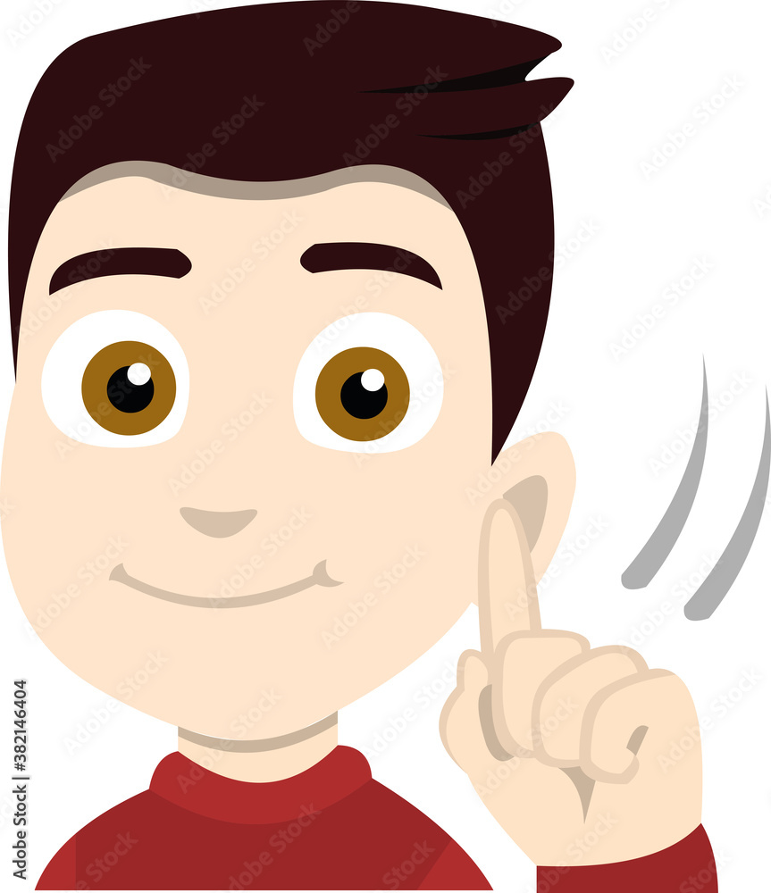 Vector emoticon illustration of a boy pointing up Vector emoticon illustration of a boy pointing up