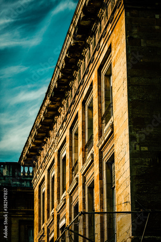 View of the facade of a building in the downtown of Reims in France 