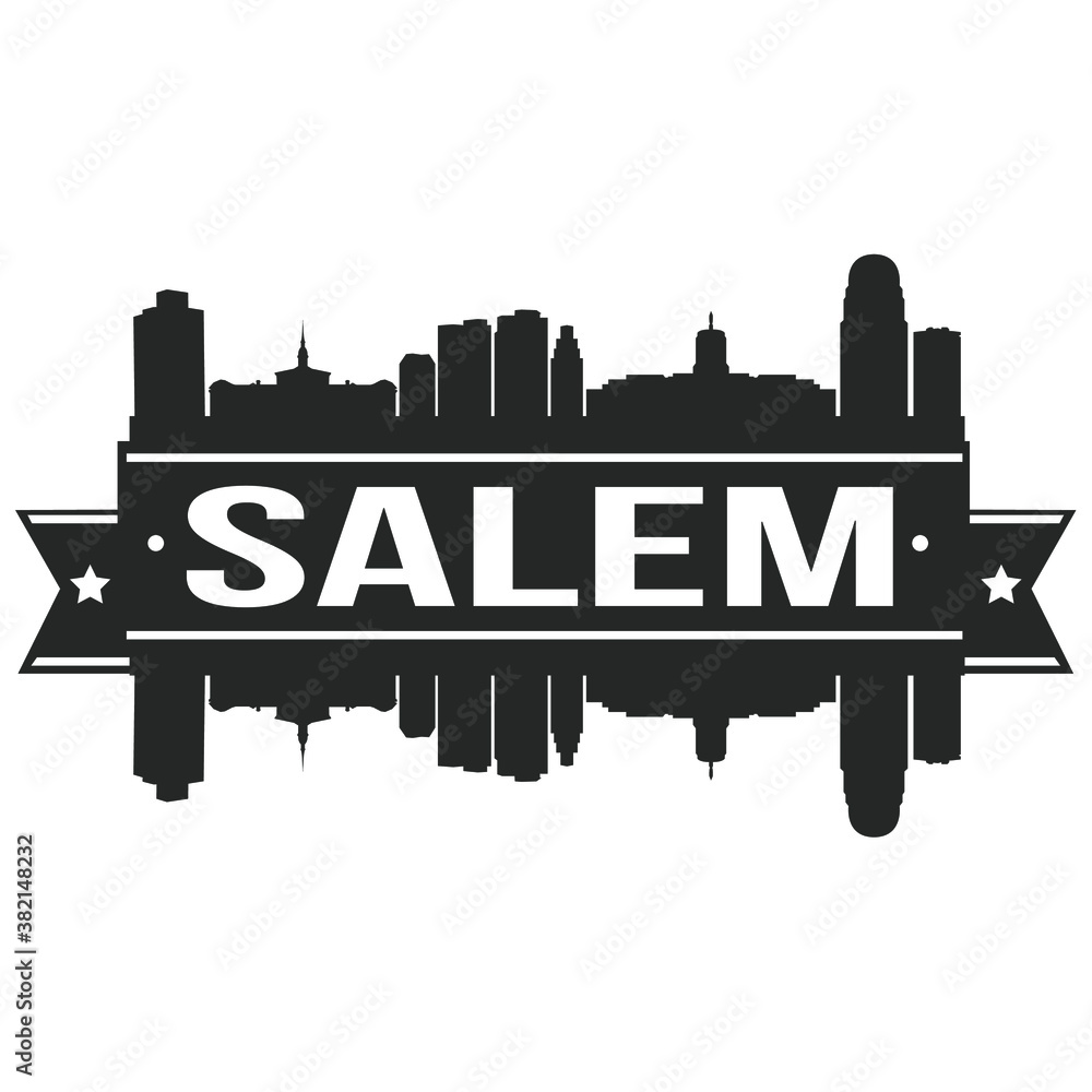 Salem Skyline Silhouette Design City Vector Art Stencil.