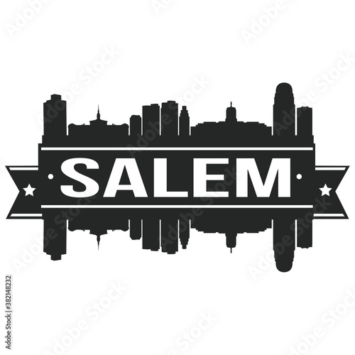 Salem Skyline Silhouette Design City Vector Art Stencil.