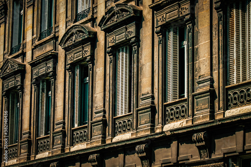 View of the facade of a building in the downtown of Reims in France 