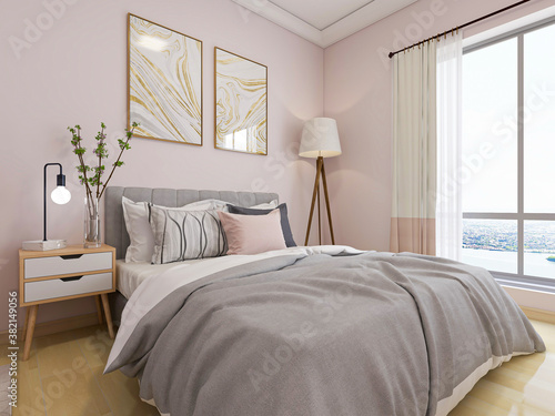Pink family bedroom design, very warm feeling