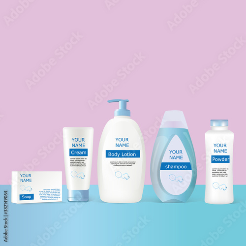 set of cosmetic bottles