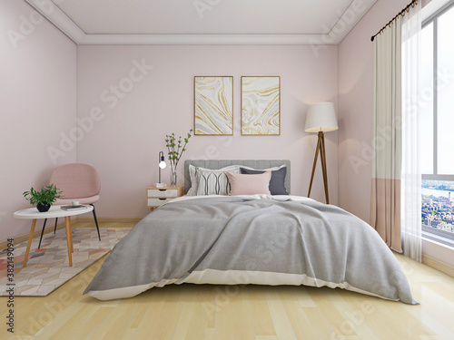 Pink family bedroom design, very warm feeling