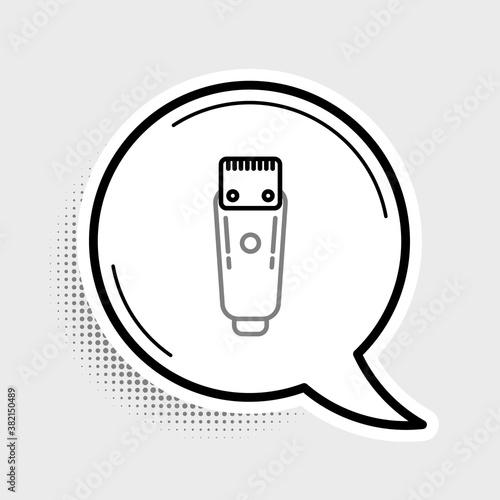 Line Electrical hair clipper or shaver icon isolated on grey background. Barbershop symbol. Colorful outline concept. Vector.