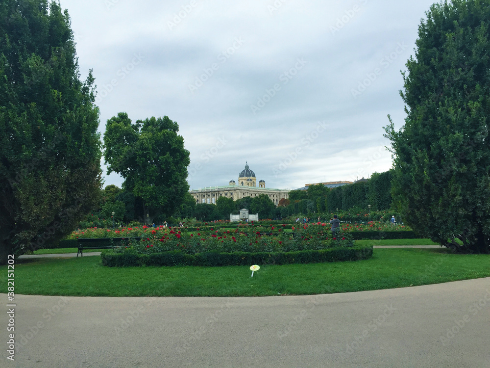 The Volksgarten garden near Hofburg Palace, Vienna Austria