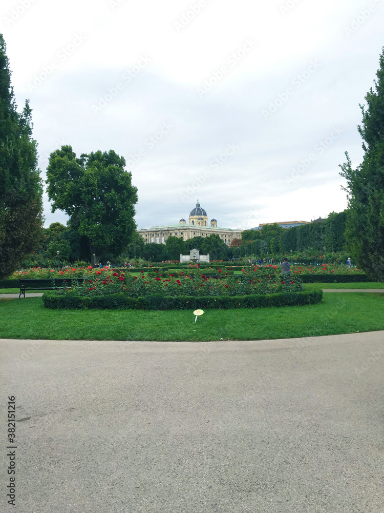 The Volksgarten garden near Hofburg Palace, Vienna Austria
