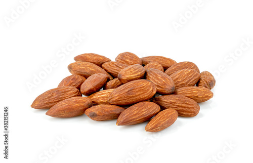 almonds natural roasted isolated on white background