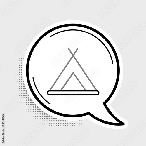 Line Tourist tent icon isolated on grey background. Camping symbol. Colorful outline concept. Vector.