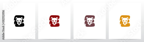 Lion Head With Mane As The Letter Logo Design E