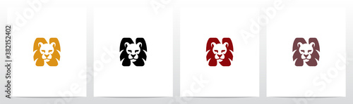 Lion Head With Mane As The Letter Logo Design N