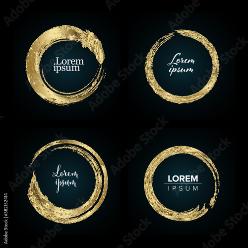 Set of Vector golden ring elements with sample text