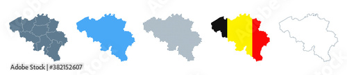 Belgium Map Set - Vector Solid, Contour, Regions, Flag, Pixels