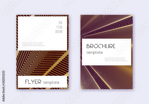 Stylish cover design template set. Gold abstract l