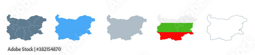 Bulgaria Map Set - Vector Solid, Contour, Regions, Flag, Pixels