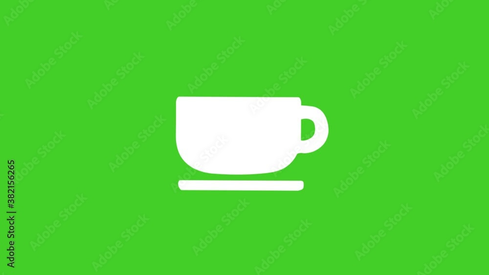 Coffee Cup - Tea Cup animated cartoon icon on Green screen background Coffee Cup - Tea Cup animated cartoon icon on Green screen background
