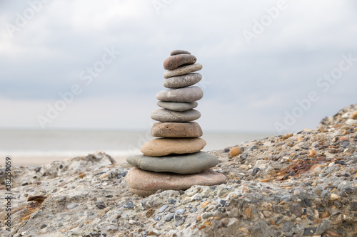 The balanced stones at the beach