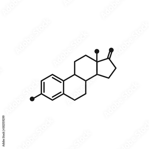 Oestrogen molecula structure. colorful line icon isolated on white background.