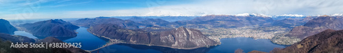 wide angle view of Lake Lugano and the Alps photo