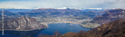 wide angle view of Lake Lugano and the Alps from the Belvedere Signignola photo