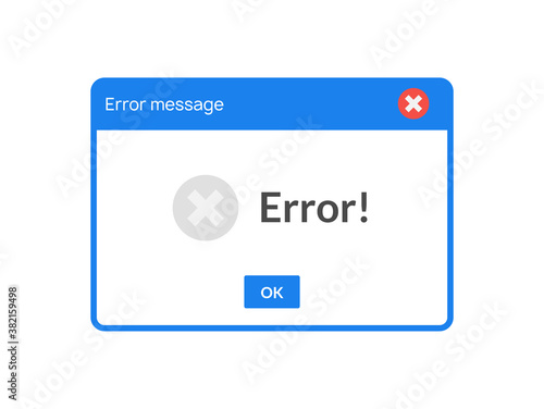 Error message computer window alert popup. System error vector icon failure pc interface