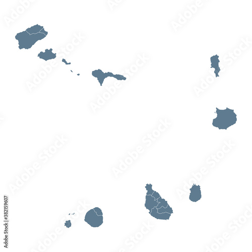 Cape Verde Map - Vector Solid Contour and State Regions