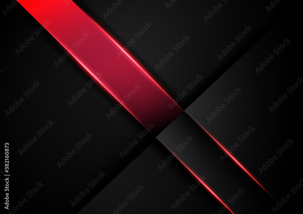 Abstract red grey overlapping layers design modern futuristic background with red light effect.