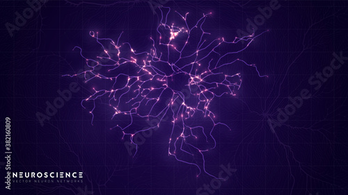 Neuron system complex model. Neural net structure. Research of the human nerve network. Digital artificial organism. Human mind cells data analysis.