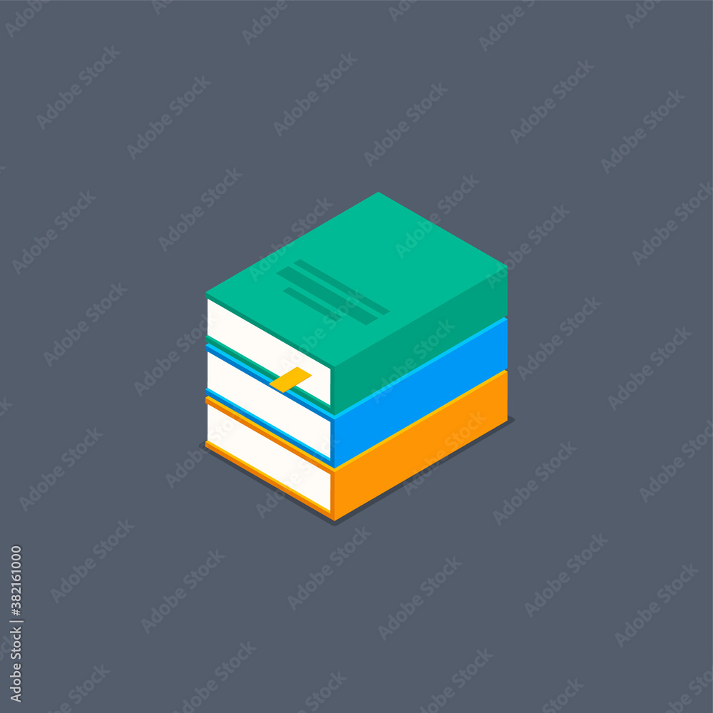Book vector isometric stack school illustration icon. Children books flat library Book vector isometric stack school illustration icon. Children books flat library