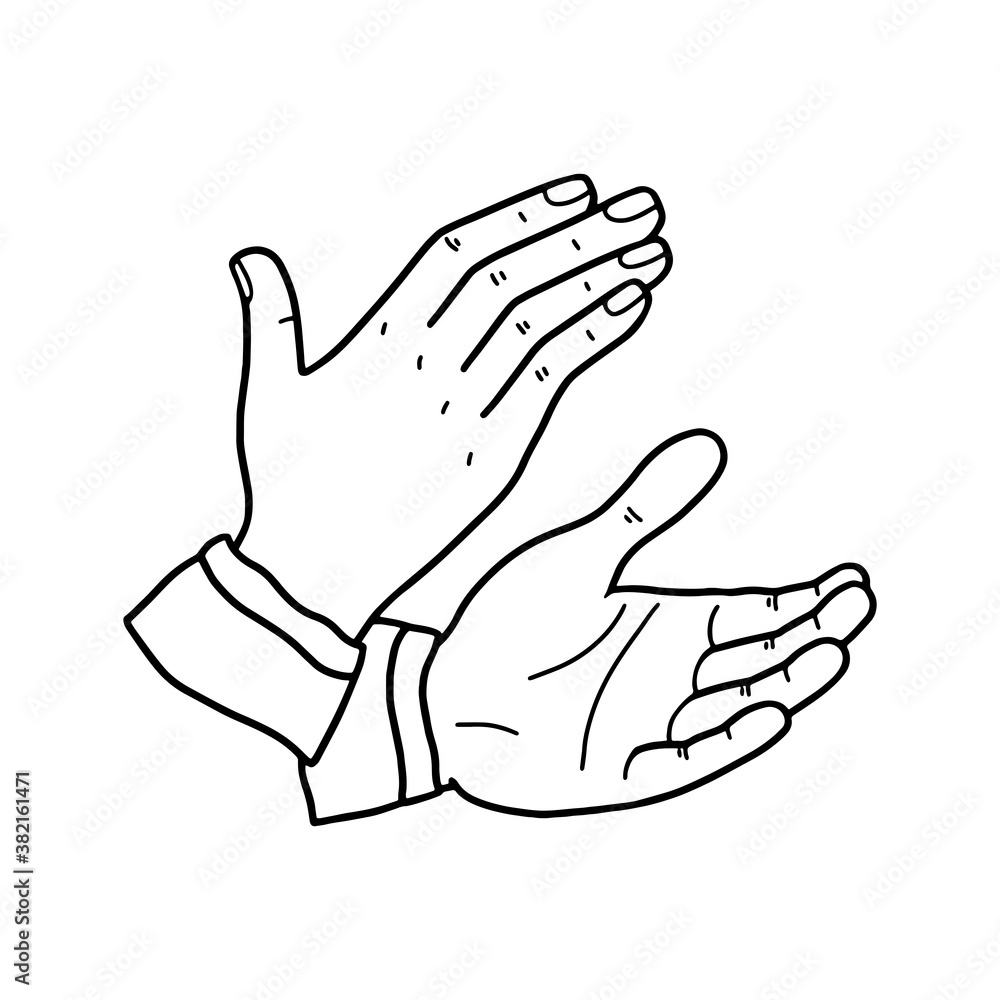 Claps of hands, applause. Vector illustration in the outline style, isolated on a white background. Business concept. Design element. Claps of hands, applause. Vector illustration in the outline style, isolated on a white background. Business concept. Design element.