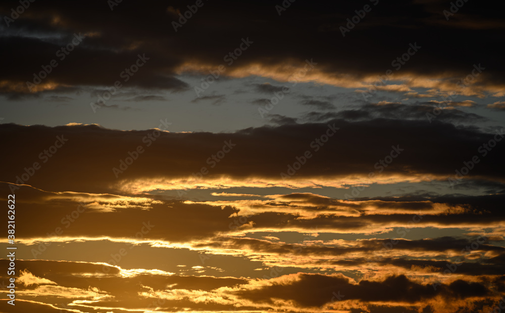 Beautiful and warm colored sunset sky.