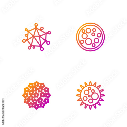 Set line Virus, , and . Gradient color icons Vector Illustration