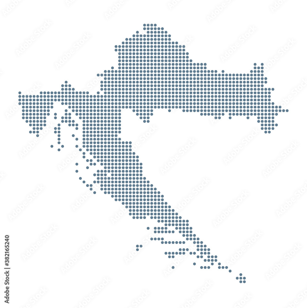 Croatia Map - Vector Pixel Solid Contour