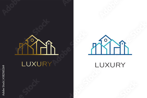 Creative modern houses village community sign logo design template