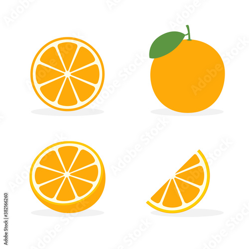 Orange vector flat slice icon. Orange fruit vitamin C segment half illustration, cartoon clementine