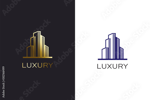 Building construction gold color logo design template