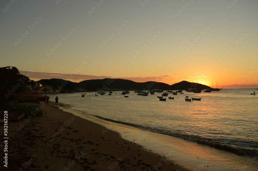 Fototapeta premium Sunset on the stunning Ilha Morro do Sao Paolo island, Brazil