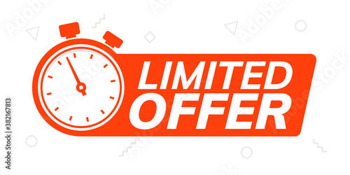Super limited offer clock time icon. Promo price period last minute offer promotion