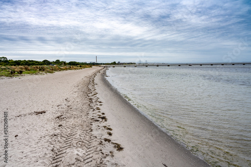 An awesome beach close to the city center of Malmo  Sweden. Blue sky and patchy clouds in the background
