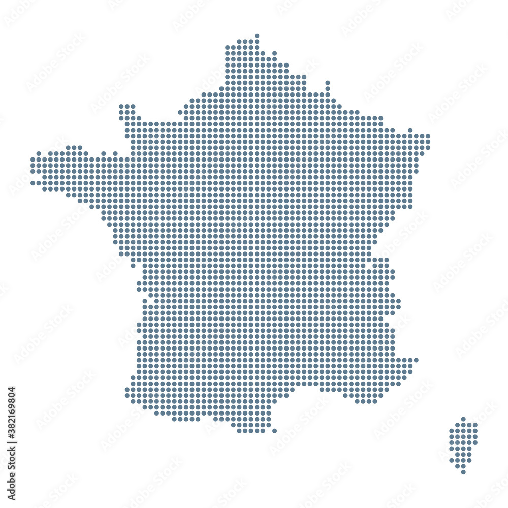 France Map - Vector Pixel Solid Contour