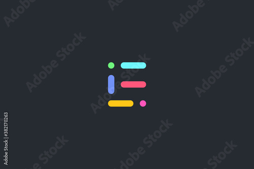 Minimal Geometrical Abstract Letter E Dark Background Logo Template