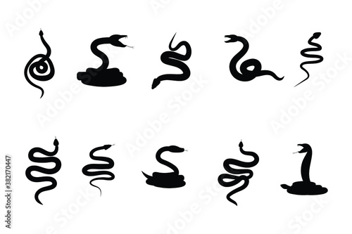 Snake Set Silhouette Vector Design Illustration.