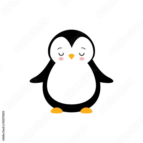 Cute penguin icon in flat style. Cold winter symbol. Antarctic bird, animal illustration. © YuliaR