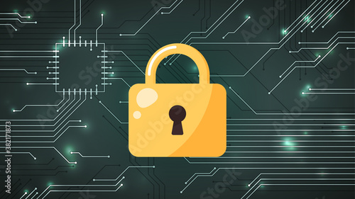 セキュリティーのイメージ_南京錠のイラスト_ロック_16:9